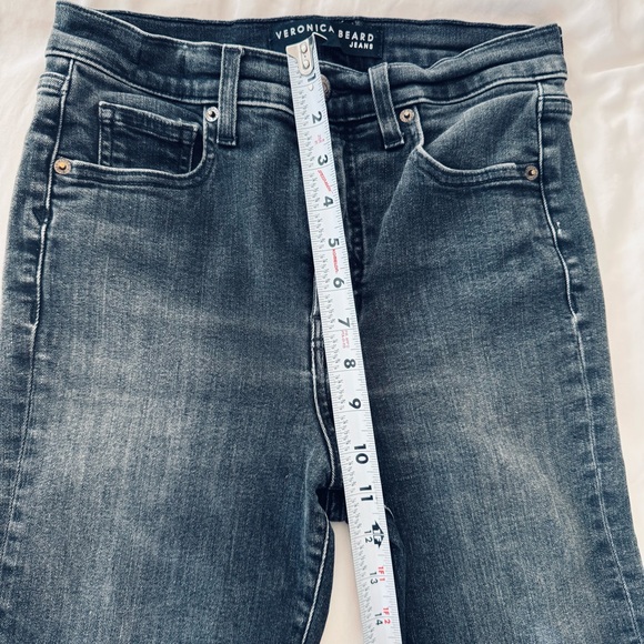 Veronica Beard Ryleigh Black Slim Straight High Rise Jeans Raw Hem Size 27 - Picture 11 of 13